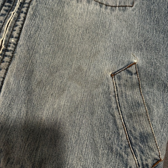 VTG 90s Men’s XL FCUK denim Faux Fur Lined Jacket. Light Wash. Distressed. - Picture 9 of 16